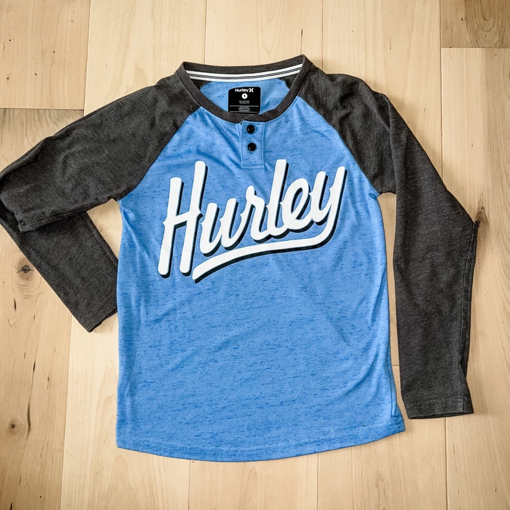 Hurley Kids Blue and Black Long Sleeve Shirt